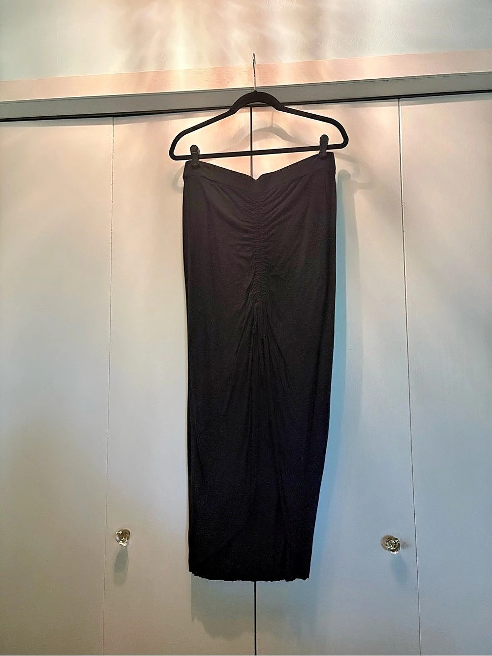 AllSaints Ruched Black Maxi Skirt